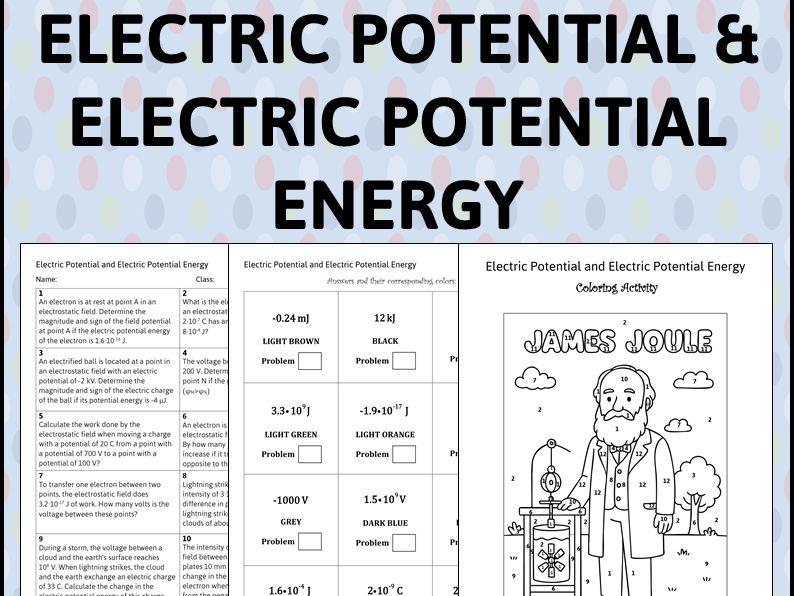 Physics:Electric Potential & Electric Potential Energy-Color by Code+solutions