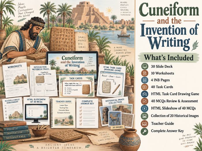 Cuneiform Writing Lesson | Ancient Mesopotamia Slides, Worksheets & Activities