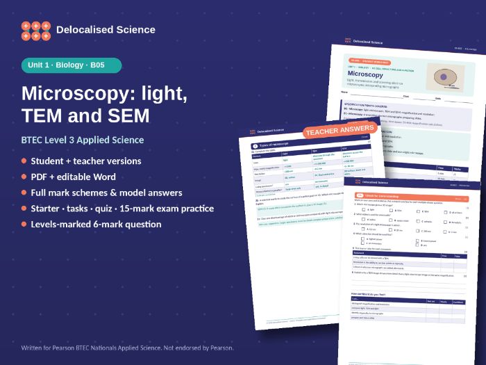 Microscopy: Light, TEM and SEM | BTEC Applied Science Unit 1