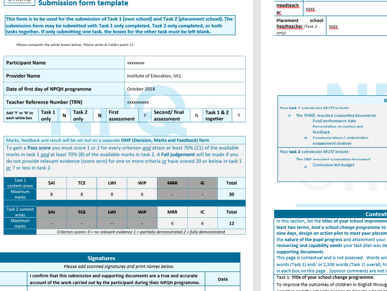 NPQH Task 1 and 2 Teaching Resources