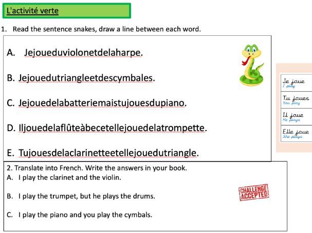 KS2 French - Les Instruments