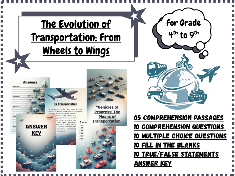 Evolution of Transportation: From Wheels to Wings | Reading Comprehension & Activities (Grades 4–9)