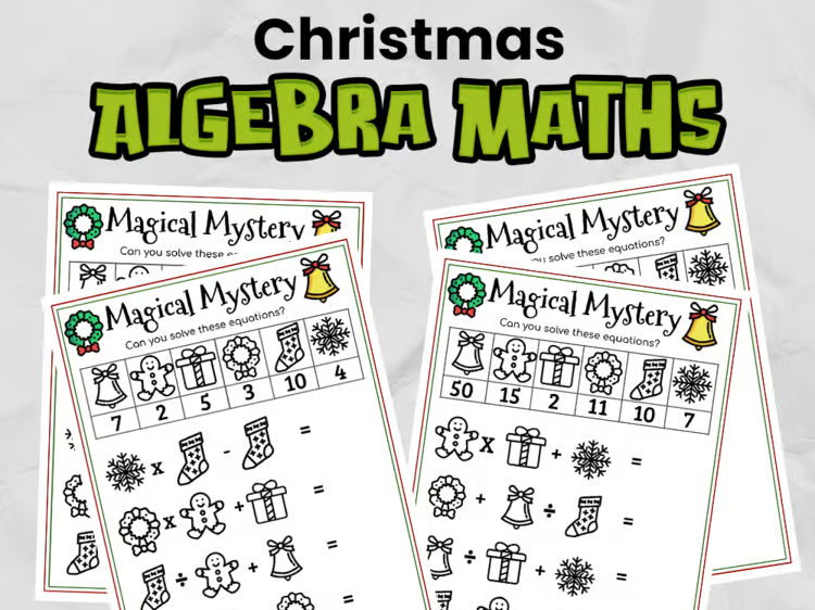 Christmas Algebra Worksheets | Holiday-Themed Algebra Practice for Grades 3–6
