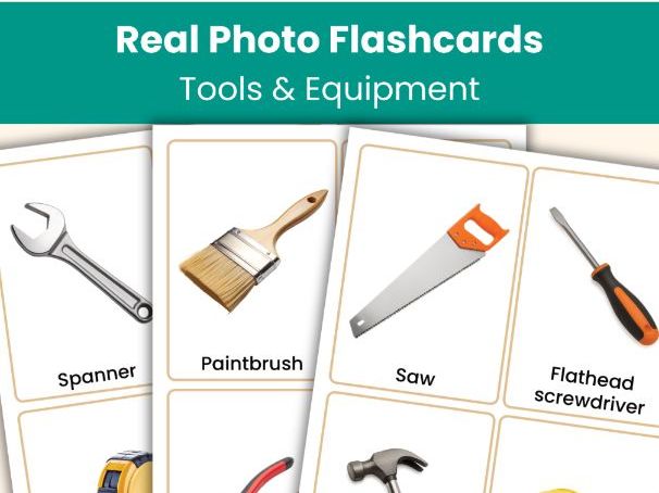 Tools Flashcards – 52 Real Photo Printable Flashcards | Educational Learning for Kids Aged 5-8