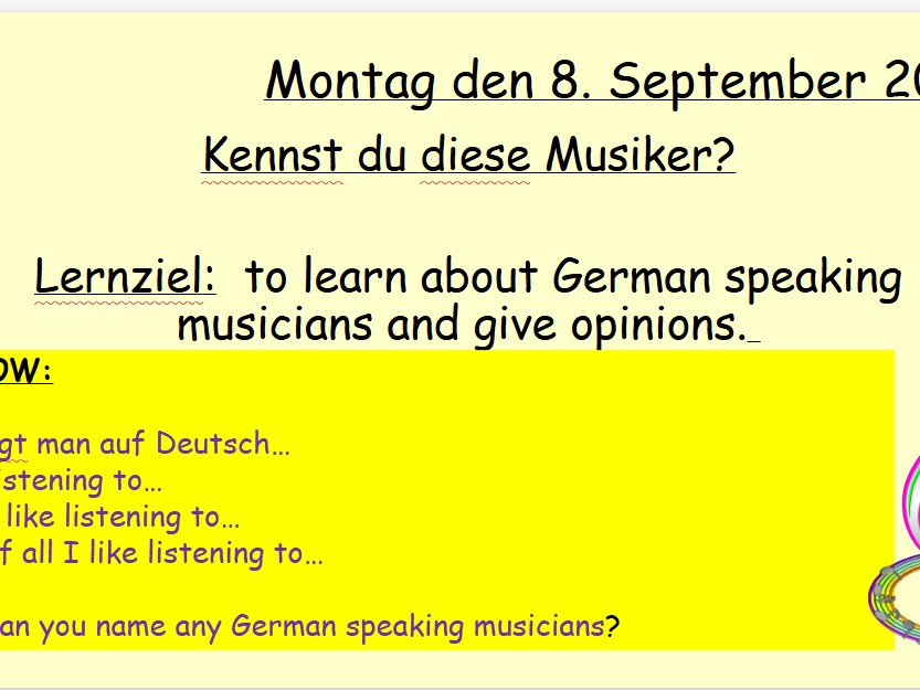 New German GCSE Higher Kapitel 2 Kennst du dieser Musiker