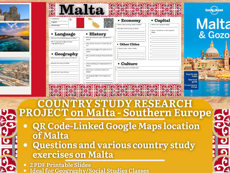 Country Study Research Project - Malta - Social Studies Report - Southern Europe