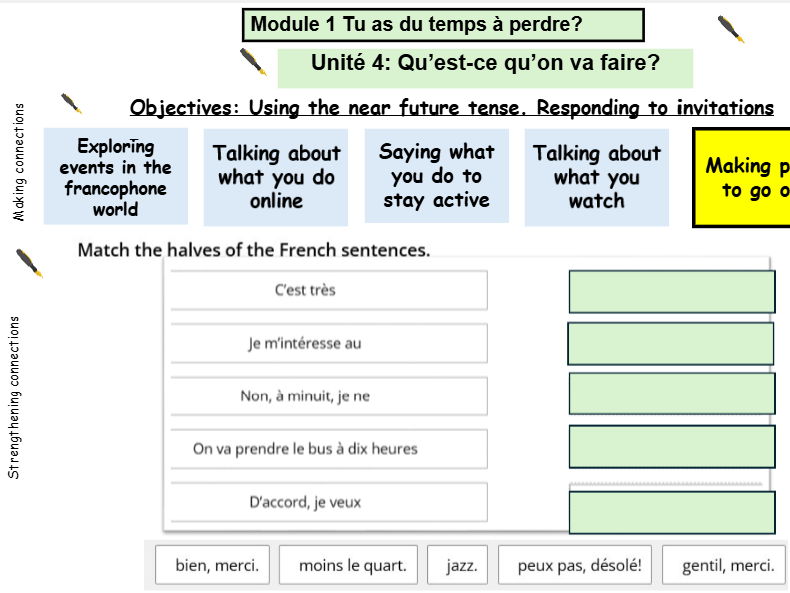 New French AQA Higher GCSE Module 1 Tu as du temps à perdre Unit 4 Qu'est ce qu'on va faire?