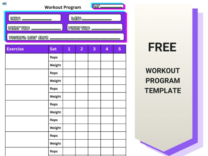 Workout Program Template / Fitness / Training / Gym / Tracker / Log / PE (Printable)