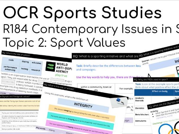 OCR Cambridge Nationals – R184 Topic 2 – 2.1 Sporting Values Lesson Pack