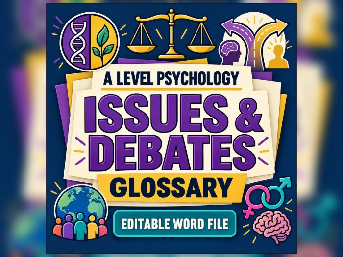 AQA A-Level Psychology Issues and Debates Glossary | AO3 & Essay Key Terms | Editable Resource