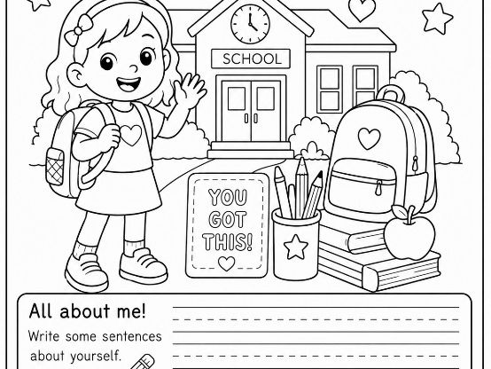 First day of school colouring/writing.