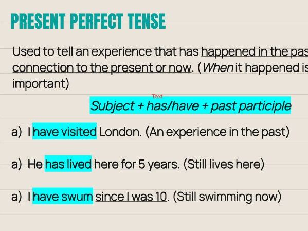 Past Simple vs. Present Perfect Powerpoint Lesson & Worksheet