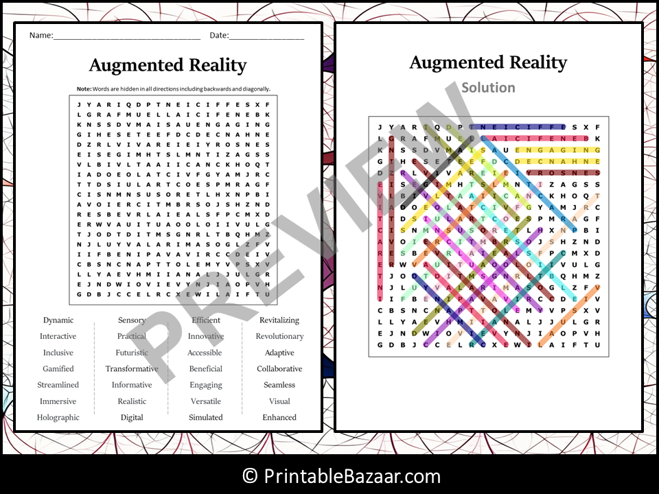 Augmented Reality Word Search Puzzle Worksheet Activity | Teaching ...