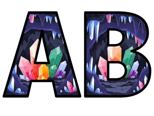 Crystal Cavern Cave Mining Diamonds Colorful Lettering Set Display ...