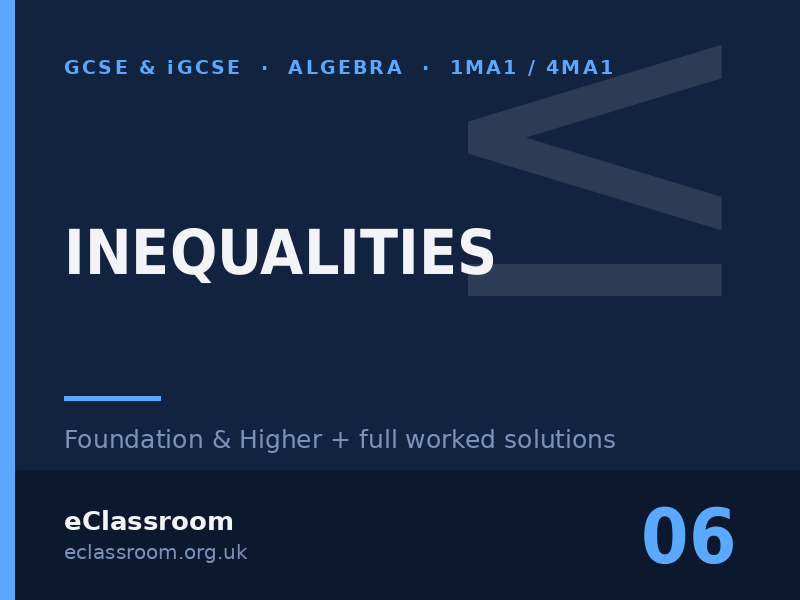 GCSE & iGCSE Inequalities worksheet