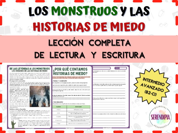 Monstruos Halloween Lectura | Halloween Monsters Reading Comprehension Vampires | Spanish B2-C1