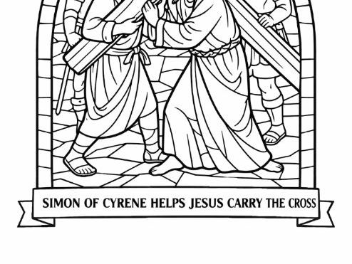 Easter Stations of the Cross - Station 5 Stained Glass Colouring Page - Lent