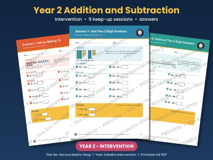 Year 2 Addition and Subtraction Intervention Pack - Diagnostic Check, 9 Sessions, Answers