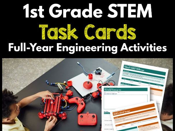 1st Grade STEM Task Cards | Full-Year Engineering Activities
