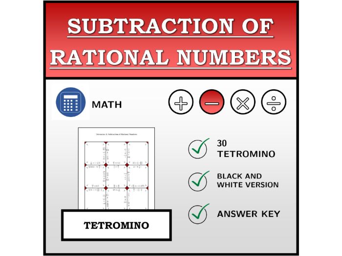 Tetromino | Subtraction of Rational Numbers | Math Activity