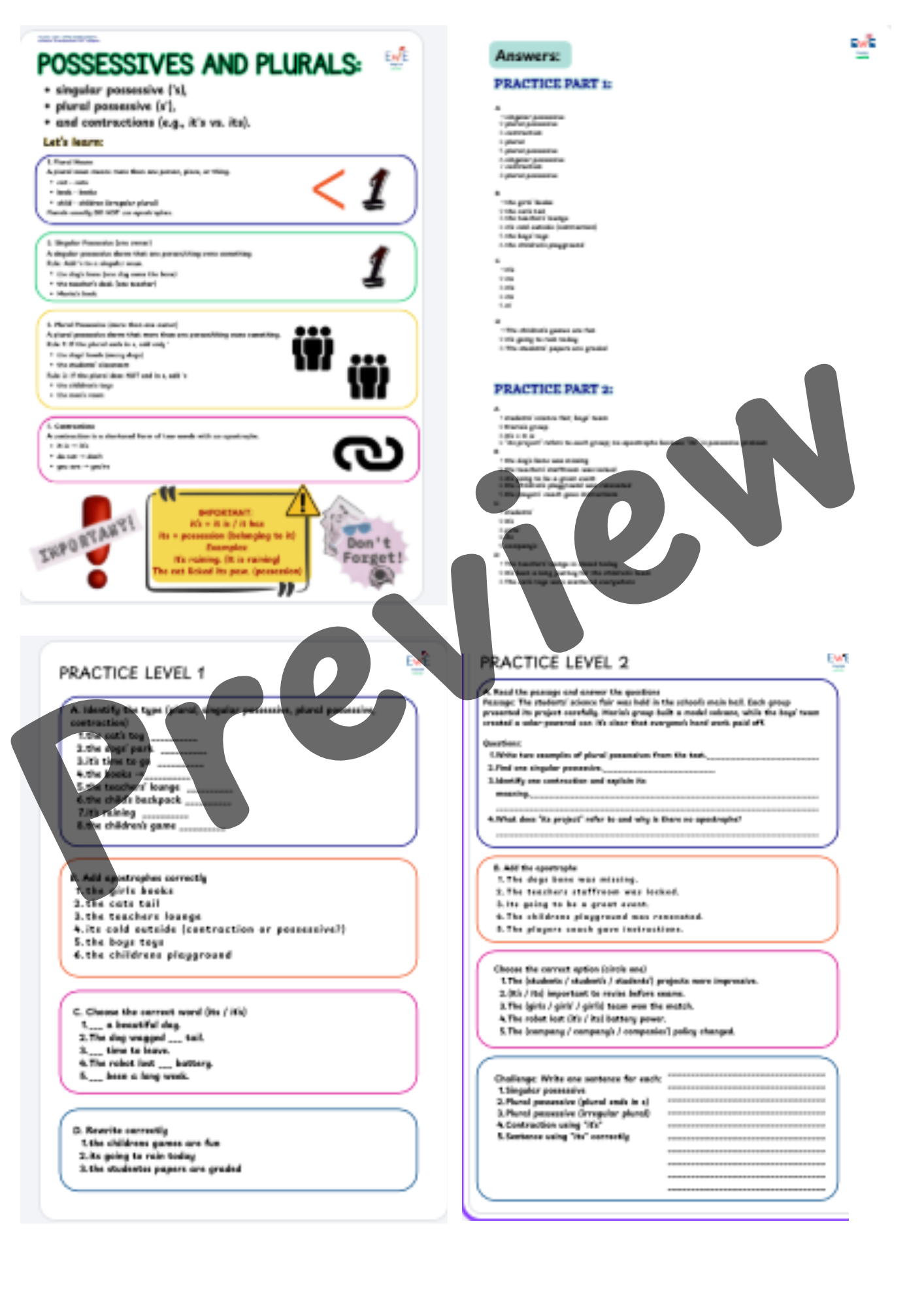 Possessives and Plurals: singular possessive, plural possessive ...