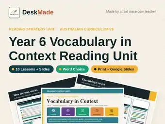 Year 6 Vocabulary in Context Reading Unit | Australian Curriculum V9
