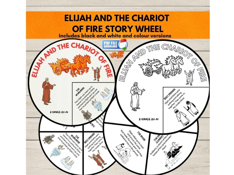 Elijah and Elisha Chariot of Fire Bible Craft Wheel | 2 Kings 2:1-14