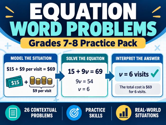 Equation Word Problems Practice Pack