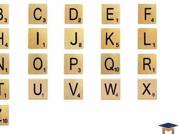 Scrabble tiles & their scores