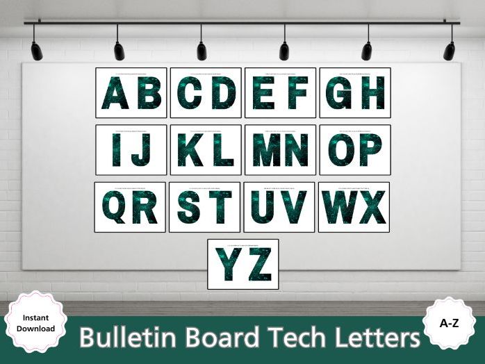 Green Tech Bulletin Board Alphabet Letters – Classroom Display Set