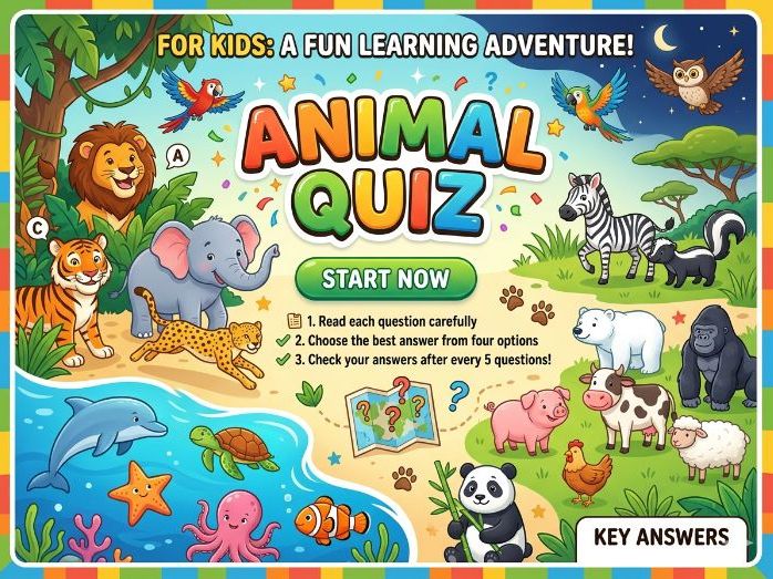 Animal Quiz for Kids | 35 Fun Science Questions | Interactive PowerPoint Game