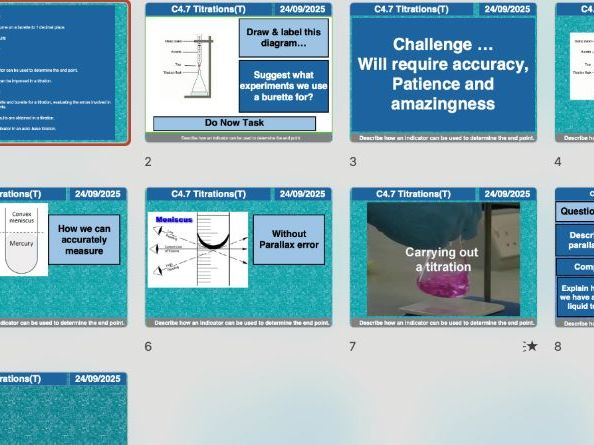 AQA GCSE Chemistry C4.7 – Titrations (T) | Editable Lesson, Required Practical, Worksheets & Answers