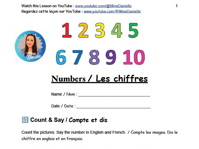 123 - Numbers - Bilingual - French-English (Mme Danielle)