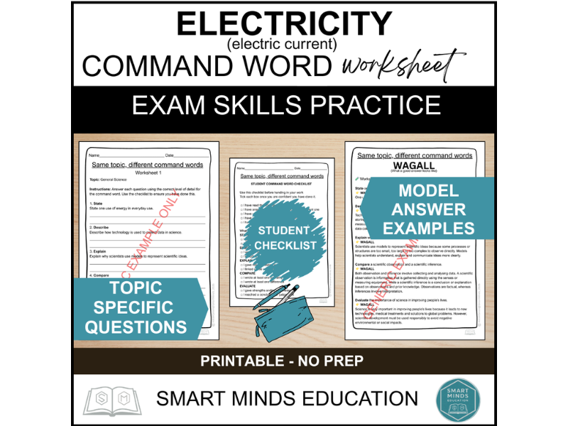 ELECTRICITY | PHYSICS REVISION WORKSHEET | SCIENCE EXAM PRACTICE | COMMAND WORDS
