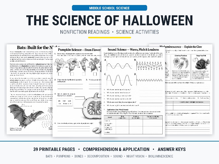 Halloween Activities | Science Worksheets | Middle School