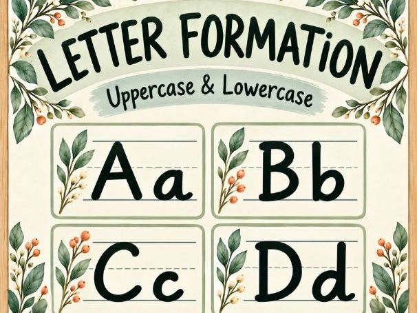 Botanical Letter Formation Display – Uppercase and Lowercase Alphabet
