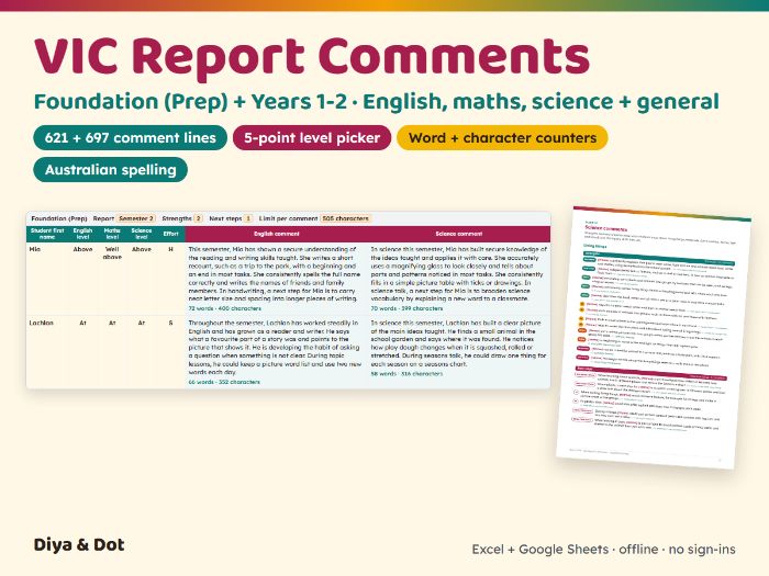 VIC Report Comments Foundation-Year 2