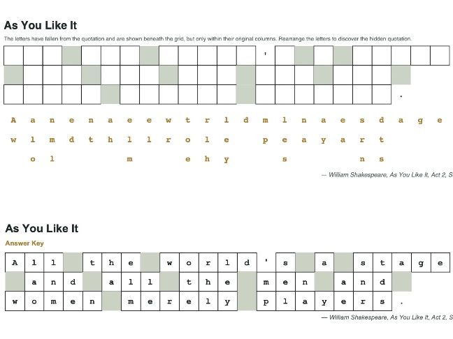 Fallen Letters; Quotation Puzzle