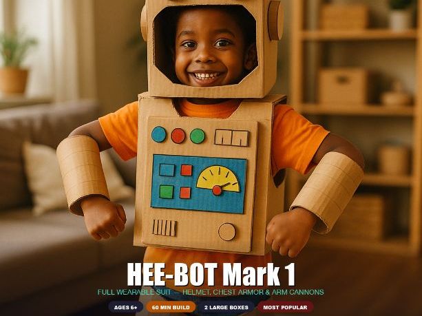 Wearable Cardboard Robot Suit Blueprint — Kids STEM Halloween Costume