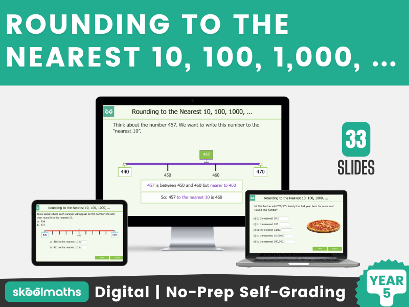 Rounding  Number up to 1,000,000 to Nearest 10, 100, 1000, .. Year 5 Digital Maths Lesson