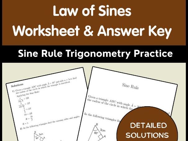 Law of Sines Worksheet & Answer Key Sine Rule Trigonometry Practice