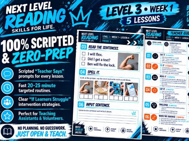 FREE WEEK 1 : TEENAGE PHONICS KS3 & KS4 LEVEL 3 INTERVENTION