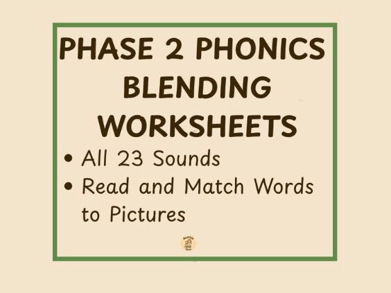 Phase 2 Phonics Blending Worksheets | Match Words to Pictures | 23 Sounds
