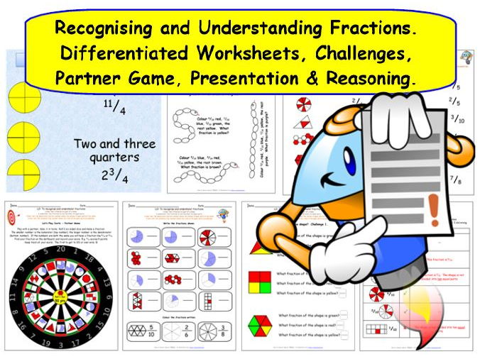 KS2 Y3 Y4 Understanding Fractions 25 Pages Of Worksheets Plus A Game 