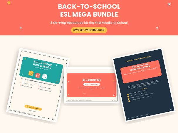 Back to School ESL Speaking and Writing Games