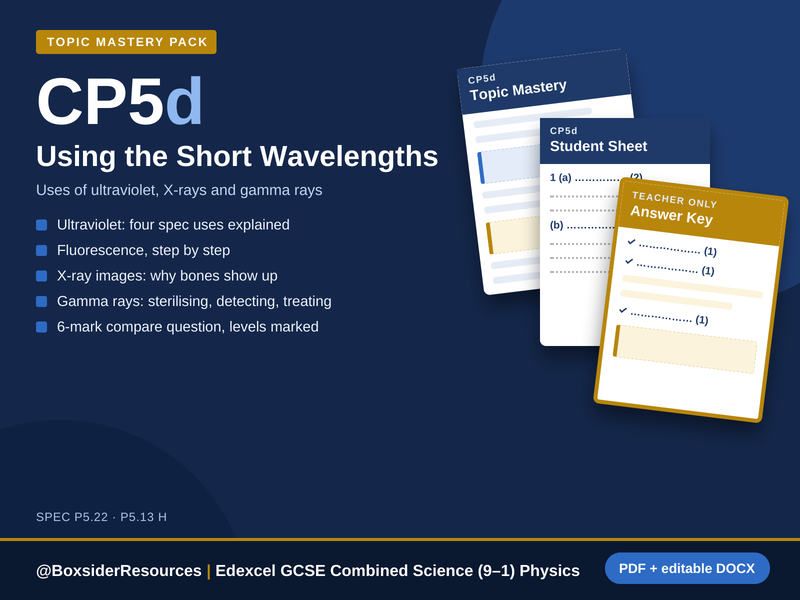CP5d Using the Short Wavelengths | Edexcel GCSE Combined Science Physics Topic Mastery Pack