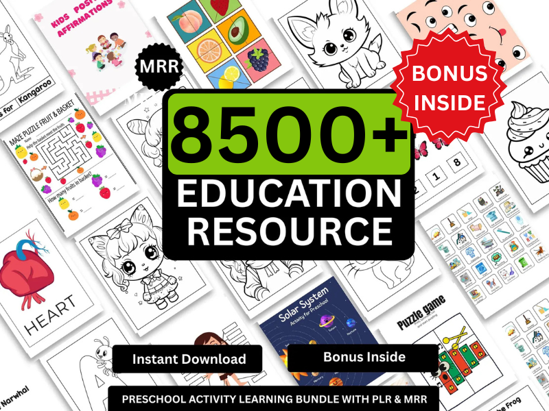 Printable Early Learning Activities Bundle (8500+) | Alphabet, Numbers, Behavior, Games & more...