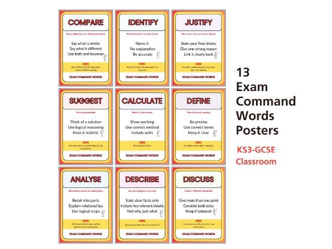 GCSE Computer Science Command Words Posters | Exam Keywords Display | KS3 KS4 Revision Resource