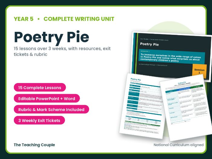 Poetry Pie | Year 5 English Unit | 15 Complete Lessons + Resources + Mark Scheme
