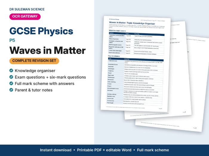 OCR Gateway GCSE Physics P5 Waves in Matter Revision